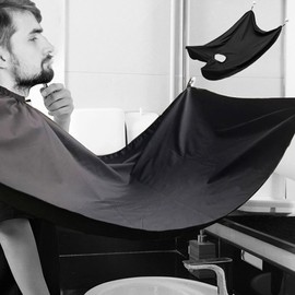 Beard Apron for Beard Design with Beard Stencil, Shaving Cape with 2 Suction Cups, Shaving Set with Black Storage Bag, for Barbers, Hairdressing Salons