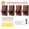 Wood Wall Hooks for Hanging - QUELLANCE 4 Pack Utility