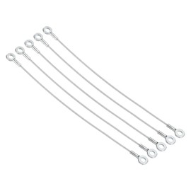 MECCANIXITY 304 Stainless Steel Lanyard Cable 30cmx3mm, Clear Vinyl Coated Eyelets Ended Short Wire Rope Lanyard Safety Tether, 5Pcs