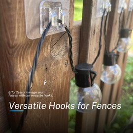 AFFAVON Pack of 50 Large Hooks for Indoor & Outdoor Fairy Lights, No Damage, Tool-Free Installation for Christmas, Patio, Garden, Balcony, Decoration, Hanging Cable Holder