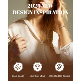 RainSo Magnetic Bracelets for Women Stainless Steel with Ultra Strength Magnetic Kissing Fish Design, Adjustable Crystal Rose Gold Bracelet for Mother's Day Birthday Gift [Include Sizing Tool]