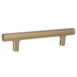 khtumeware 6 Pack Champagne Bronze Cabinet Hexagon Pulls 4 Inch(102mm) Hole Center Brushed Satin Brass Cabinet Hardware Kitchen Cabinet Handles for Bathroom Drawer Pulls Dresser Pulls.