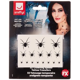 Smiffys 45879 Crawling Spider Tattoo Transfers, Black, One Size