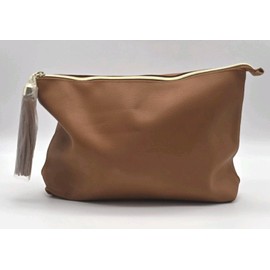 Lancôme Lancome Brown Faux Leather Makeup Beauty Cosmetic Travel Case Bag Pouch wTassel