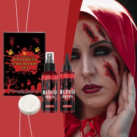 Fake Blood | Fake Blood Makeup Kit - Cleaning Soap Drops Face Paint for Dress up Clothes Women Cosplay Vampire Zombie Masquerade Props