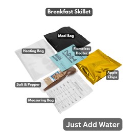 Heaven's Harvest Self-Heating Emergency Meal Kit (10 Year Shelf Life) — Tastier than MRE Meals & Ready-To-Eat in Minutes! Just add water to activate the “cooking” process. (Breakfast Skillet) (Single)