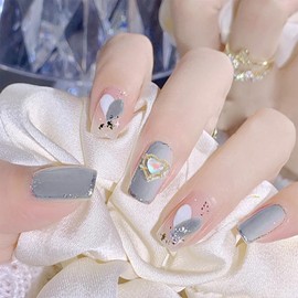 16Pcs Aurora Heart Nail Charms 3D Gold & Silver Alloy Heart Nail Art Rhinestones for Acrylic Nails Supplies 8 Colors Design Nail Art Charms for Women DIY Nail Art Decorations Crafts Accessories