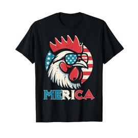 4th Of July Chicken Merica USA Flag Patriot Men Women Kids T-Shirt