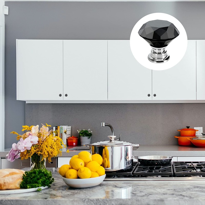 10 Pack Drawer Knobs, 40mm Diamond Shaped Crystal Glass Cabinet