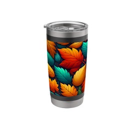 Fall Color Leaves Themed Autumn Colorful Fall Leaf Pattern Stainless Steel Insulated Tumbler