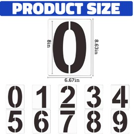 Guyode Pack of 10 Large Number Stencils, Pochoirs de Peinture Grand Gabarit de 20 cm, Reusable Number Stencils for House Numbers, Plastic Number Stencils for Painting from 0 to 9