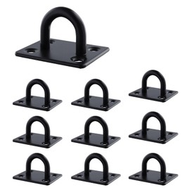 JIAYUET 10 PCS M6 Black Pad Eye Hook Plate, M6 Square Ceiling Staple Hook Loop for Wall Deck