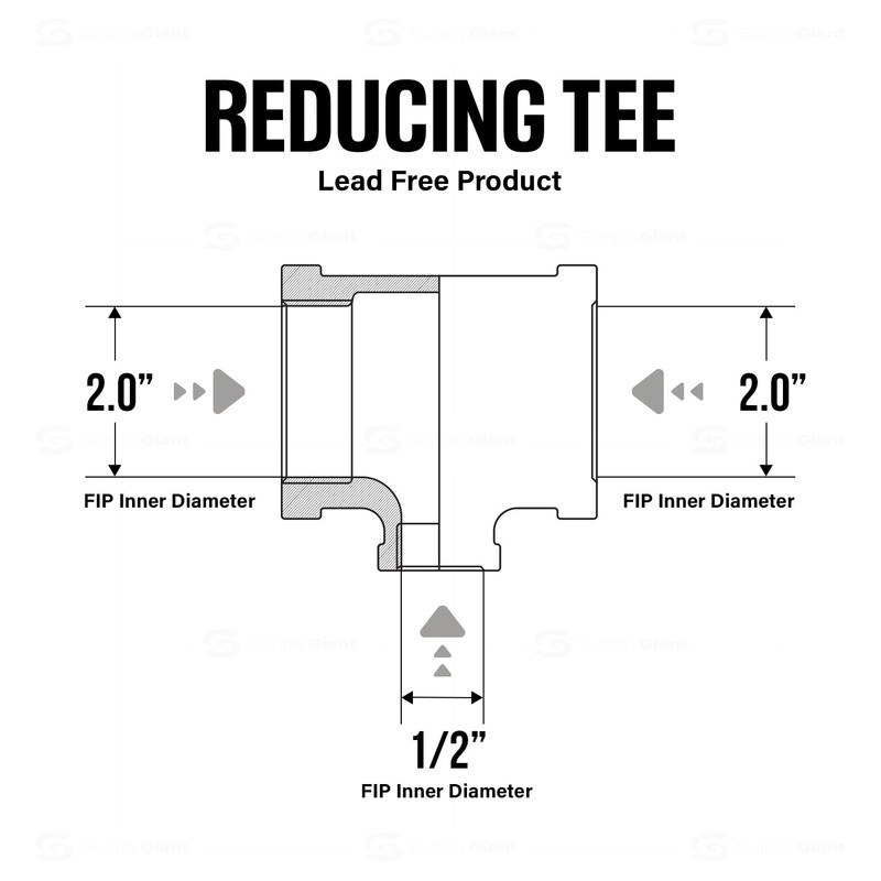Supply Giant CSSU2001 2 x 1/2''-Inch Reducing Tee Two Size