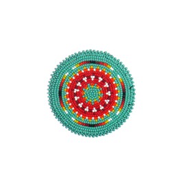 Handmade Beaded Rosette Medallion Patch Applique Native American Style (Turquoise Geometric 2.5 inch)