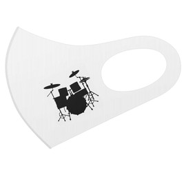 Design Mask, Set of 2, Polyester, Washable, Cloth Mask, Unisex, One Point Drum, Musical Instrument, Lock Silhouette