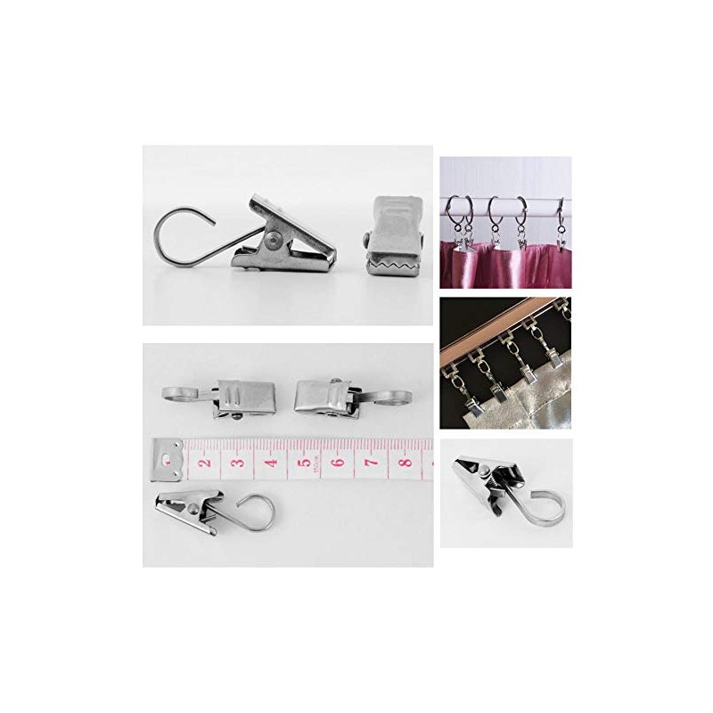 Yitaocity 50Pcs Stainless Sliver Metal Sprung Curtain Alligator Clips Hook
