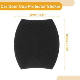 Partuto 4 Pcs 90x100mm Universal 3D Car Door Cup Protector Sticker - Car Auto Door Handle Protective Film Anti-Scratches - Carbon Fiber Black