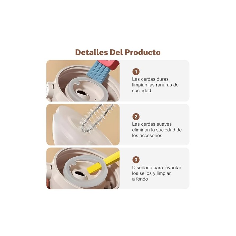 Kit de 3 Cepillo para Botellas,Cepillo de limpieza para vajillas
