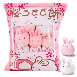 JILPAK Kawaii Bunny Plush Pillow Throw Pillow, Cute Plushies Bunny Plush Toys, Removable Bunny Stuffed Animals, Bunny Gift for Kids Birthday Easter