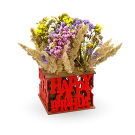 EWA Eco-Wood-Art - 3D Wooden Puzzles for Interior and Design - Decorative Vase 'Happy Bithday' - Souvenir, Gift, Kitchen, Home Decor, Interior - Pack of 12