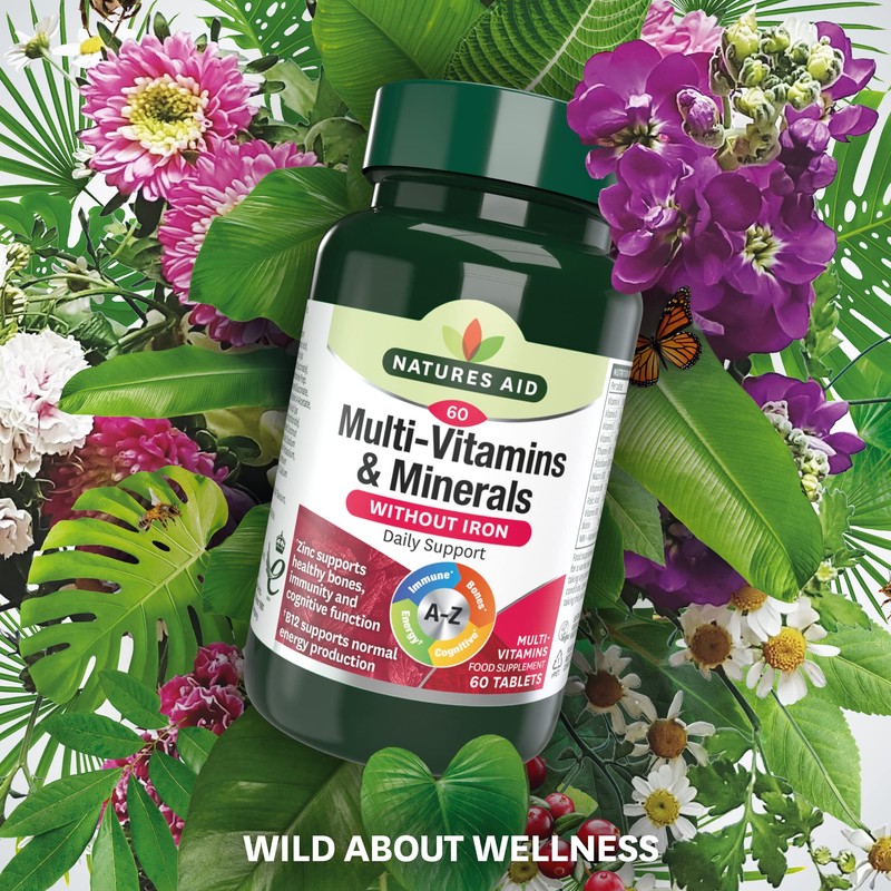 Natures Aid Multi-Vitamins and Minerals 60 Tablets (Without Iron, One-a-Day