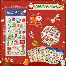Christmas Stickers for Kids, UPINS 10 Sheets Holiday Stickers 3D Puffy Stickers Cute Snowman Reindeer Tree Santa Foam Stickers Decals for Christmas Party Favors Scrapbooking DIY Crafts