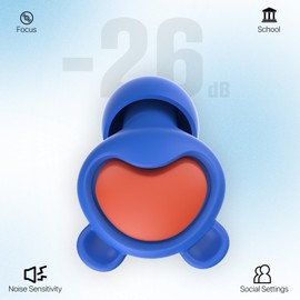 Ear Plugs for Kids (5-12 yrs) & Adults with Small Ear Canal - Noise Reduction Earplugs for Airplane, Focus, Travel, Concert, Socializing Sports, Noise Sensitivity, 8 Ear Tips in XS/S/M/L-NavyBlueBerry