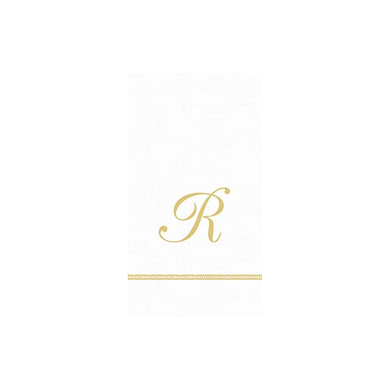 Caspari 3-Ply Paper Hemstitch Script White Monogram Monogram Guest Towel