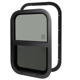 NOVINO RV Window for Cargo Trailer, 15" W x 22" H Replacement RV Window for Camper Travel Trailer Cargo Van Utility Truck SUV, Vertical Sliding,Fit 1" or 1-1/2" Thick Wall,DOT Approved