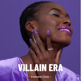 Veda Tinda Purple Press On Nails Short Square Kit - 24 Pcs, Glossy Acrylic False Nail Tips, Reusable Stick-On Nails with Glue, Villain Era