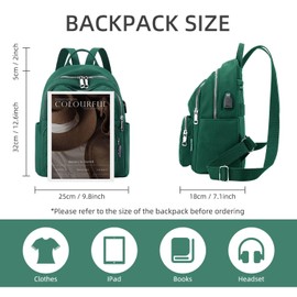 YouNuo Backpack Purse for Women Girls, Fashion Small Nylon Backpack with USB Charging Port, Waterproof Casual Travel Daypack with Handle (Green)