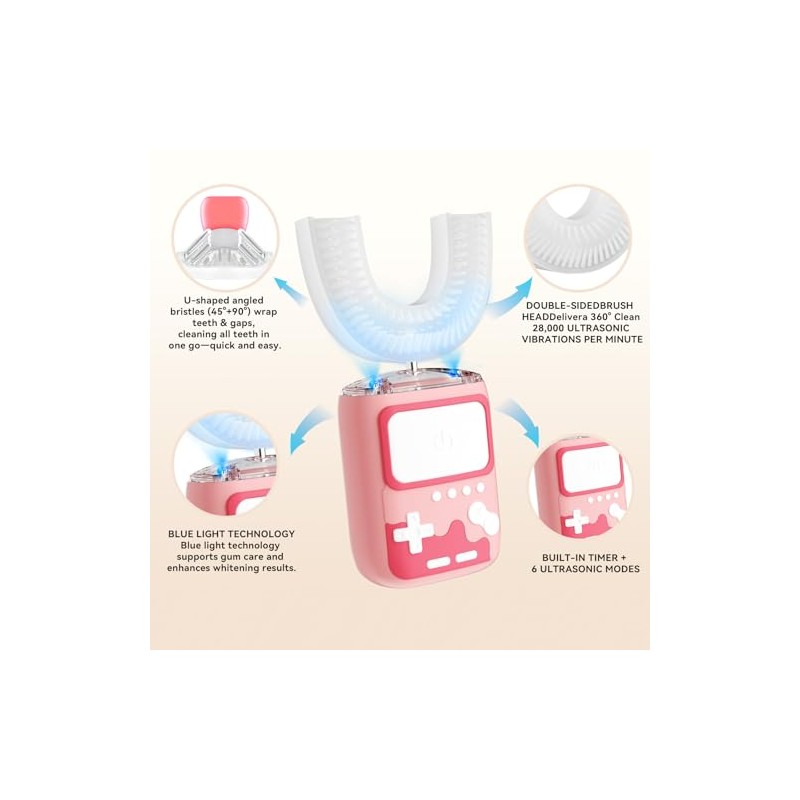 Cepillo de dientes eléctrico en forma de U para adultos