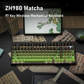 ZORNHER ZH980 Wireless Mechanical Gaming Keyboard,95% Green Custom Creamy Keyboard with Number Pad,Lighted Up PBT Keycaps,Pre-Lubed Linear Switches,Hot-Swappable,RGB Backlit,2.4GHz/USB-C/BT5.0