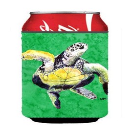 Caroline's Treasures 8671CC Turtle Can or Bottle Hugger Cooler Washable Drink Sleeve Collapsible Beverage Insulated Holder, Can Hugger, Multicolor