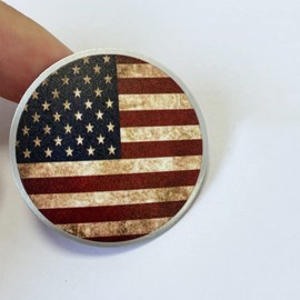 HANNHAI American Flag Emblem Gear Shift Switch Knob Cover Aluminium Dial Shifter Trim Plate for Dodge Ram 1500/2500, Dodge Durango, Chrysler 300/200/Pacifica & Voyager (American Flag A)