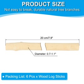 PATIKIL 6 Pcs 20cm Wood Log Sticks, 0.7-1.1 inch in Diameter Natural Wood Craft Sticks, Dried Wood Sticks Wooden Branches for DIY Crafts Accessory Decor Photo Props, Wood Color