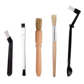 5Pcs Coffee Brush Set Professional Espresso Brush Kit Cafe Machine Cleaner Elbow Brush Coffee Machine Cleaning Tool Brush Wooden and Nylon Brush