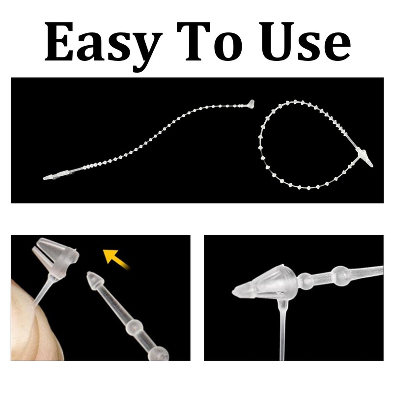 1000Pcs 5.5 Inch Snap Lock Pins, Clear Plastic Adjustable Beaded
