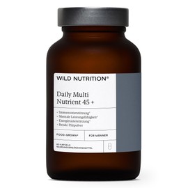 Wild Nutrition ​​Food-Grown® Daily Nutrient Men’s 45+ Multivitamin | Für kognitive Unterstützung, Energie, Immunität & Knochen | Breitspektrum Vitamine für Männer mit Magnesium, Zink & B Vitamine