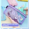 lomdung Pack of 4 Transparent Pencil Case, Mesh Zip Bag,