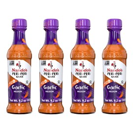 Nando's PERi PERi Garlic Sauce - Medium Heat Tangy Flavor | Gluten Free Hot Sauce, 9.1 oz Bottles (4 Pack)