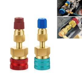 Arwrilt 2 PCS Car Quick Couplers Kit, R1234YF to R134A Push Conversion Kit, R1234YF Adapter Hose Fitting Connector, Universal AC System Evacuation Recharging Tool, Suitable for Cars Truks (Gold)