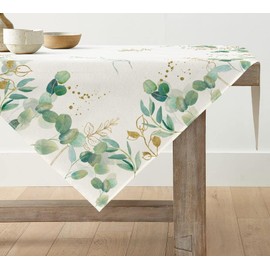 Artoid Mode Eucalyptus Spring Table Linen, Seasonal Summer Kitchen Table Decoration, Indoor, Holiday, Party Decor, Square, 100 x 100 cm