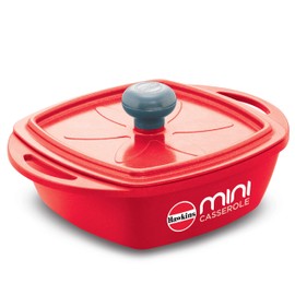 Hawkins 0.75 Litre Mini Casserole with Lid, Square Series Die-Cast pan for Cooking, Reheating, Serving and Storing, (Red)