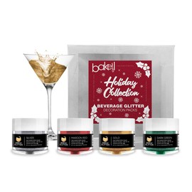 BAKELL Edible Brew Glitter 4 PC Christmas Combo Pack A (4 Gram Jars) | BREW GLITTER Edible Powder | KOSHER Certified Dust | 100% Edible & Food Grade | Beer, Drinks, Vegan