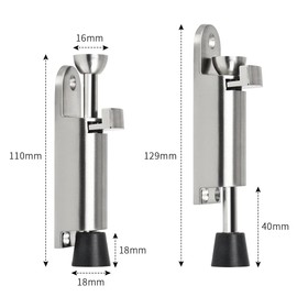 Kick Down Door Stop, Door Stoppers for Floor, 4 Inch Silver Door Stops Indoors, Heavy Duty Zinc Alloy kickdown Doorstops with Soft Rubber Tip, Door Holder for Garage Gate, Office, Home