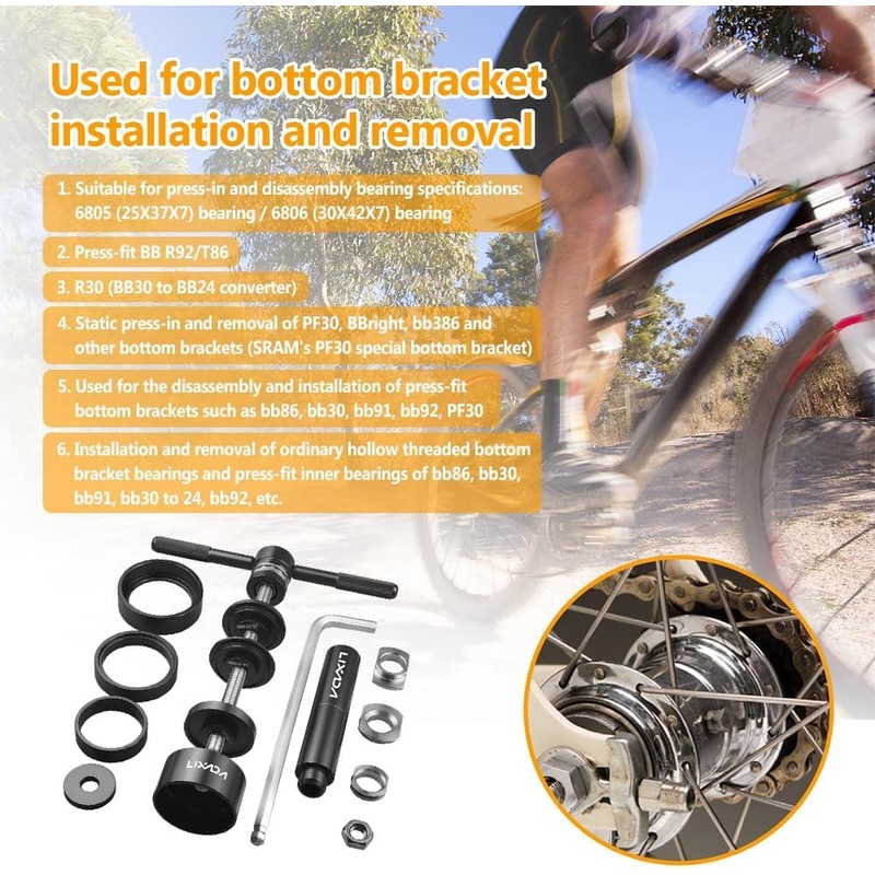 Lixada Bicycle Bearing Press Kit Bike Bottom Bracket Install and