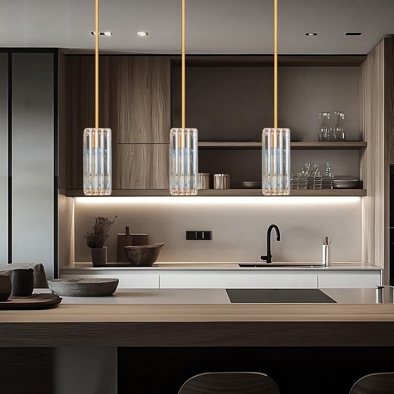 GOOUQA Crystal Pendant Lights for Kitchen Island - 10" Gold
