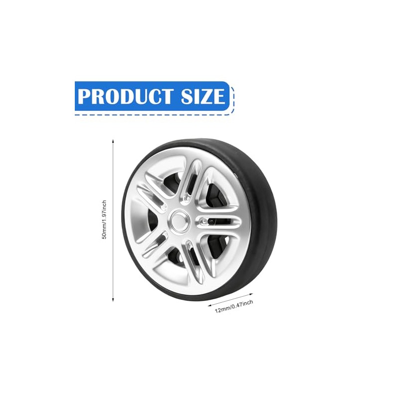 Pack of 8 Suitcase Wheels Replacement Wheels, 50 x 12