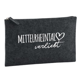 Huuraa Kulturbeutel Mittelrheintal verliebt Geschenk 1 Liter Filz Charcoal Kosmetiktasche Mittelrheintal Geschenkidee